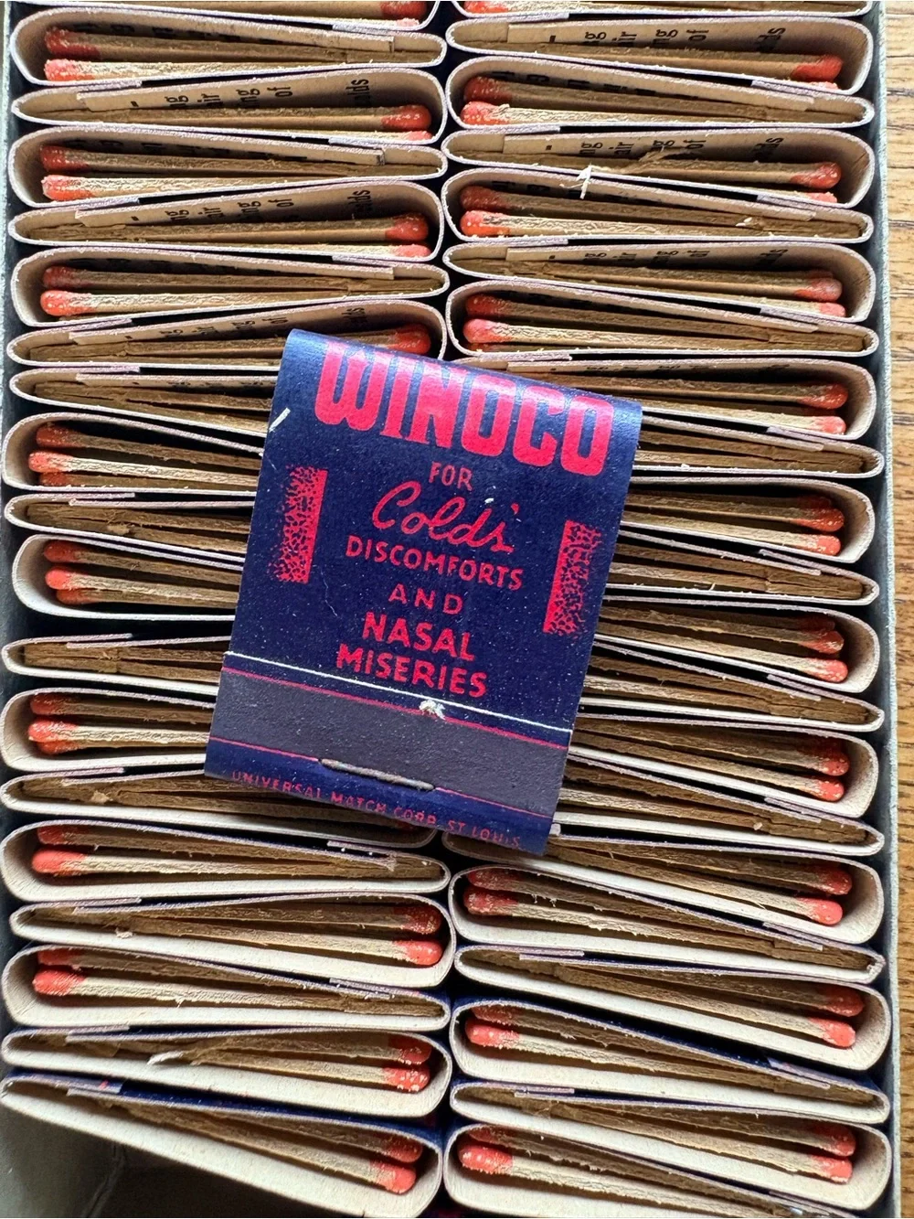 VTG- 46 books of matches- Winoco- For colds abs discomforts and nasal miseries